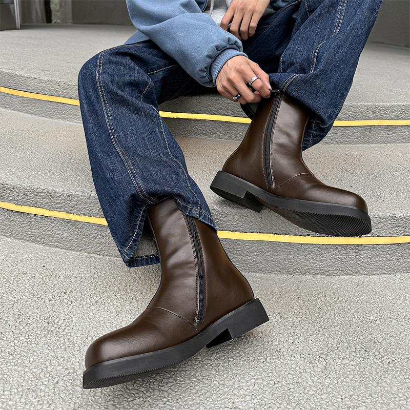 Дизайнерские мужские базовые ботинки с нескользящей подошвой, с боковой молнией, мотоциклетные ботинки, мужские низкие кеды, модная мягкая подошва, мужские ботинки для ходьбы