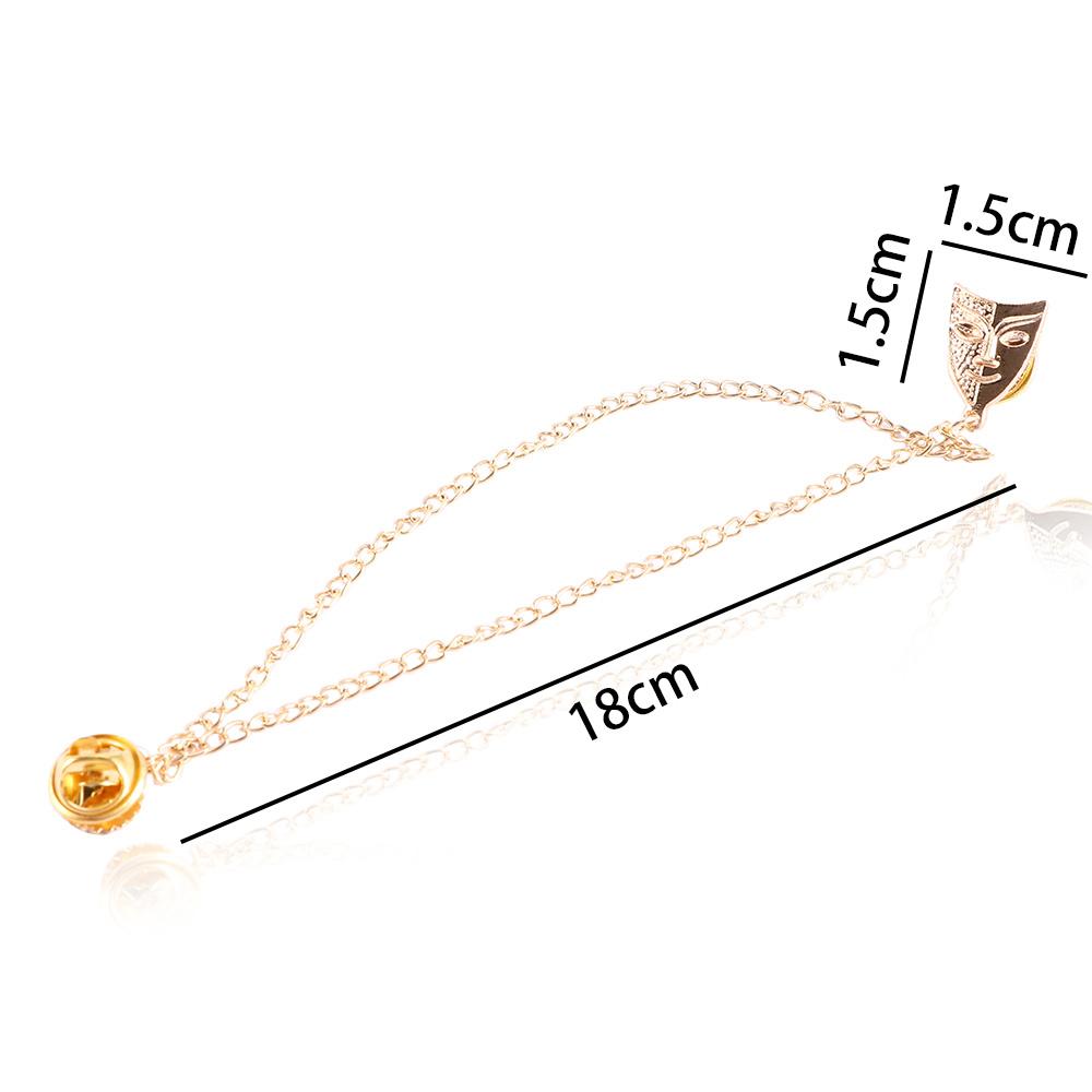 Gold Color Suit Accessories Lapel Pins Tassel Brooches Women Men Mask Tassel Chain Brooch Brooch
