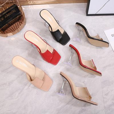 Женские босоножки в тон «рыбий рот», модные повседневные женские босоножки на прозрачном высоком каблуке большого размера, WZ