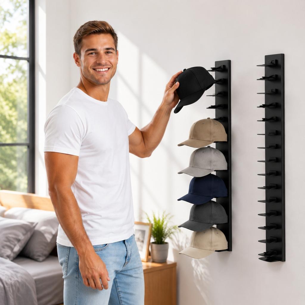 2PCS Baseball Cap Storage Rack Strong Adhesive Wall Mounted Hat Organizer Multi Layer Hat Hook Holder Space Saving Cap Display