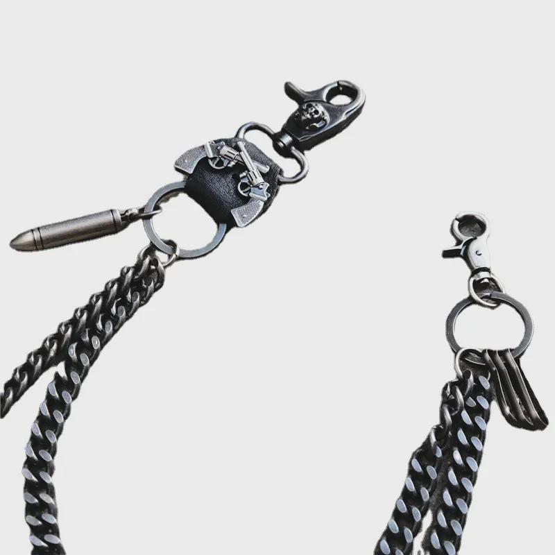 Подвеска Double Gun Bullet из кожи и металла в стиле хип-хоп-панк для мужчин на талию