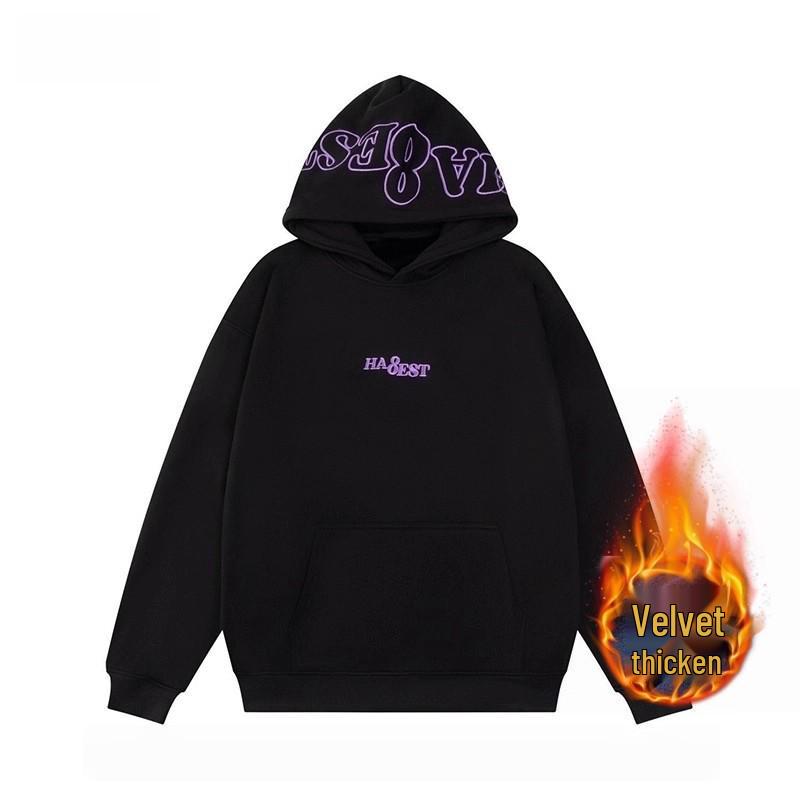 American Little Flame Embroidered Unisex Hooded Sweatshirt – Versatile Loose Fit for Autumn/Winter.