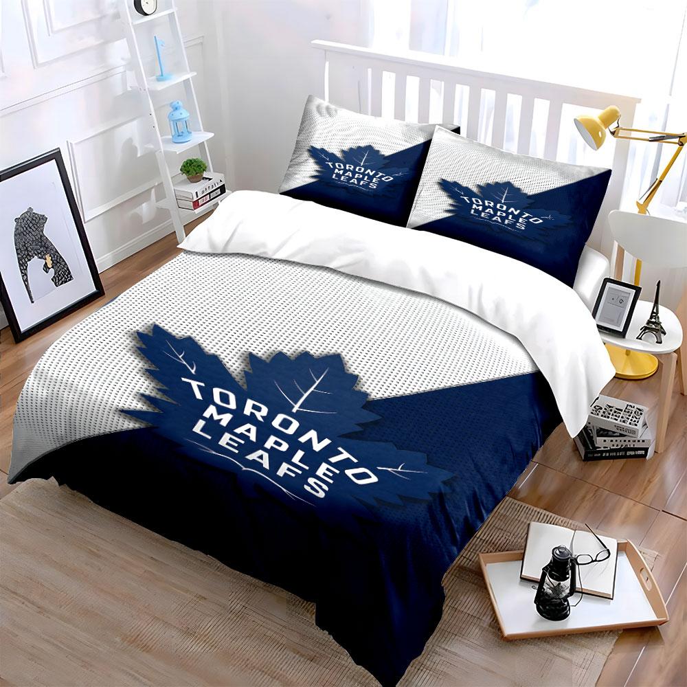 Toronto Maple Leafs Logo Bedding Design Print Bedding Set Duvet Cover Pillowcases (1* Duvet Cover 2* Pillowcases Do Not Include Comforter)
