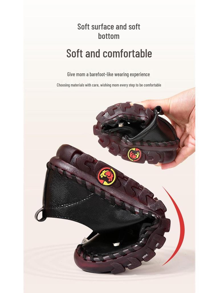 Hand-Stitched Women's Flat Shoes with Soft Beef Tendon Sole for Autumn and Winter Casual Wear