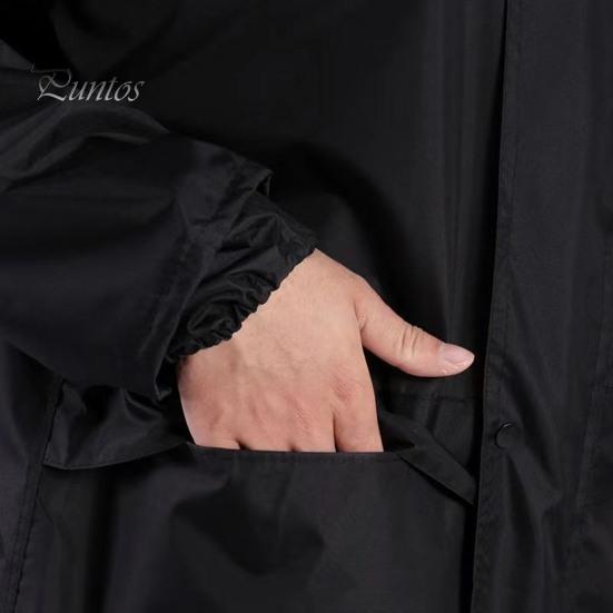 Комплект из 2 шт., плащ, брюки, мужской, женский, с капюшоном, длинный рукав, дождевик, эластичный пояс, длинные брюки, комплект, светоотражающие полосы, водонепроницаемый дождевик