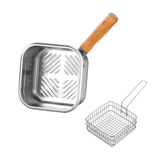 Маленькая фритюрница пароварка кухонная утварь кухонный инструмент деревянная ручка нержавеющая сталь