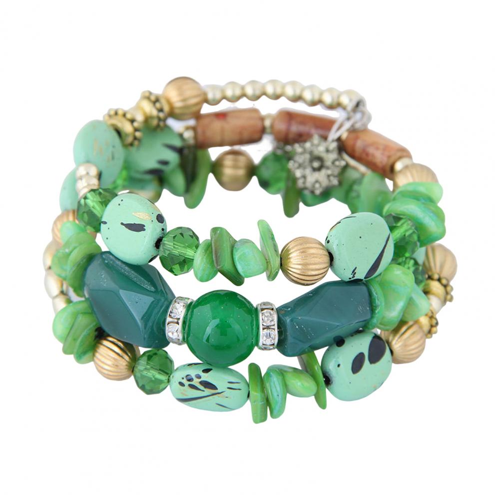 Богемский браслет Богемский многослойный браслет из камней с регулируемым эластичным шнуром Унисекс Ретро этнические украшения на запястье с изображением