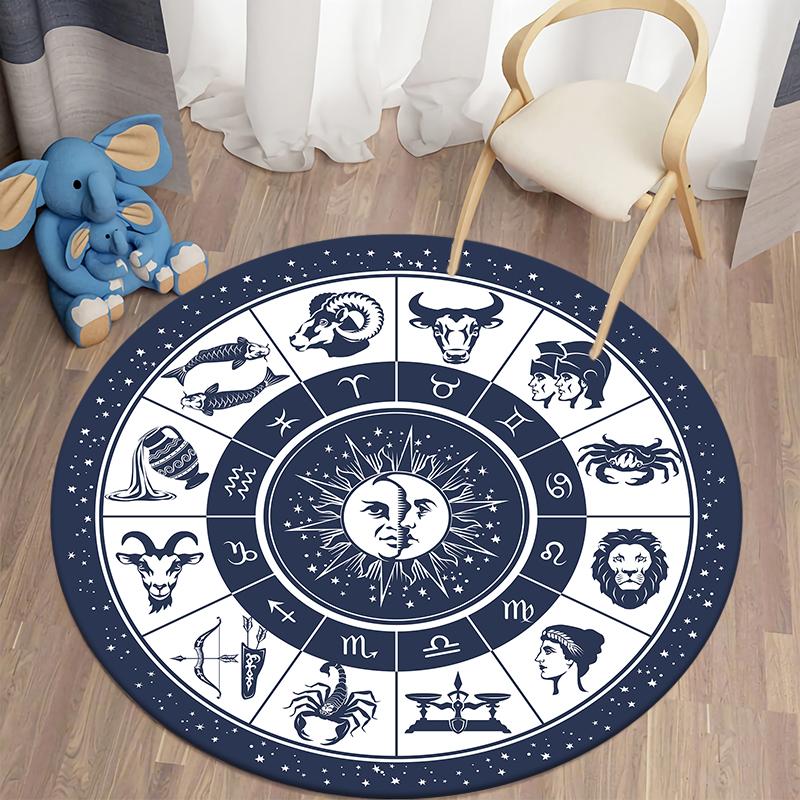 Круглый ковер для гостиной, коврик с загадочным принтом, винтажный детский напольный ковер для спальни, домашний декор, мягкий противоскользящий коврик