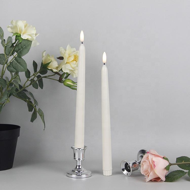 Wedding Deco Ivory Subulate Electric Plastic Electric Flickering LED Flameless Taper Candles With Remote