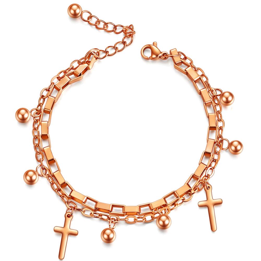 New Stainless Steel Girls Bracelets Women Gift Multi-layer Stylish Heart Charm Bracelet Adjustable Best Selling