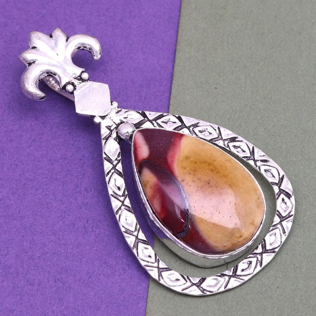 Дикий Лошадь Яшма Перидот Драгоценный камень Унисекс Женский Серебряный Ювелирный Кулон 2