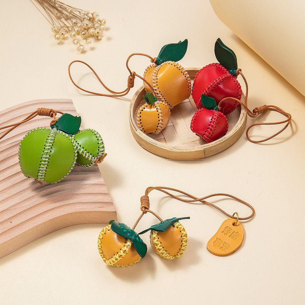 Strawberry Fruit Pendant Pear Bag Pendant Cute Leather Keychain  Women