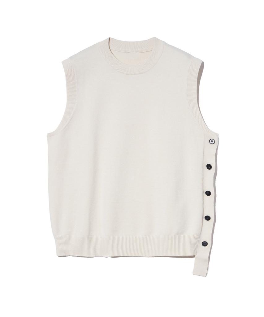 IRONYPORNO WHITELINE 86-Iroj364 Side Button Slit Knit Vest Beige