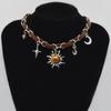 Женское ожерелье из искусственной кожи, полая цепочка, запутанная подвеска с изображением Солнца, Луны и звезды, колье для горячих девушек, Клубная вечеринка, косплей, украшения на шею