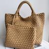 2025 Cross Border New Internet Celebrity Bag Hand Woven Tote Mother Bag Business Commuter PU Large Capacity Handbag