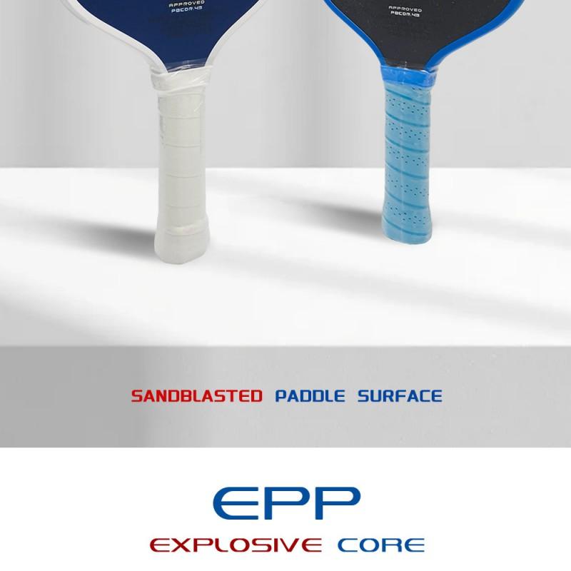 Carbon Fiber Pickleball Paddle Blue Sandblasted Surface EPP Foam Core Lightweight Pro Performance