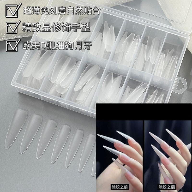 240 шт./набор Накладные ногти Новая версия Тонкие накладки для ногтей из твердой резины Полная наклейка Высокая и половинная накладка Супертонкие накладки для ногтей