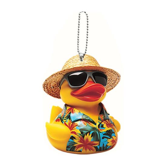 Yousheng Car Rearview Mirror Pendant Cartoon Duck Key Chain 2D Acrylic Flat Car Ornament Safe Driving Accessory