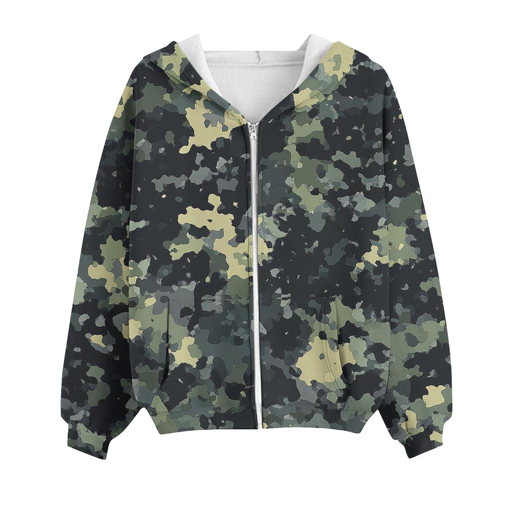 Толстовка с капюшоном на молнии для женщин с длинным рукавом, свободные толстовки для женщин, куртка с карманами, модная одежда на осень