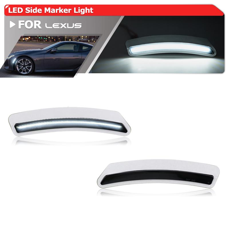 Smoked White LED Corner Fender Side Marker Elevation Welcome Lights For Lexus LC500 LC500h 2018 -2025 2026 Accessories