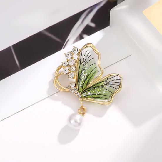 Женская брошь в форме бабочки, искусственная сумка с жемчугом, противоскользящая нержавеющая сталь со стразами, пальто, воротник, шляпа, шарф