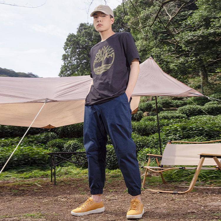 Timberland Pattern Fireworks Outdoor Comfortable Casual Crew Neck Pullover Short Sleeve Drop Shoulder T-Shirt Men T-Shirt Black A6DVK-001