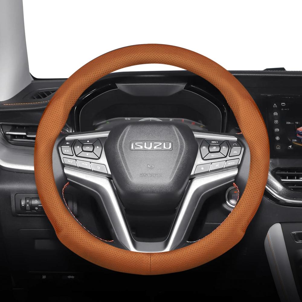 Подходит для ISUZU Перфорированная кожаная крышка рулевого колеса Ультратонкая Дышащая D-MAX MU-X ELF N-Series FORWARD F-Series TRAGA