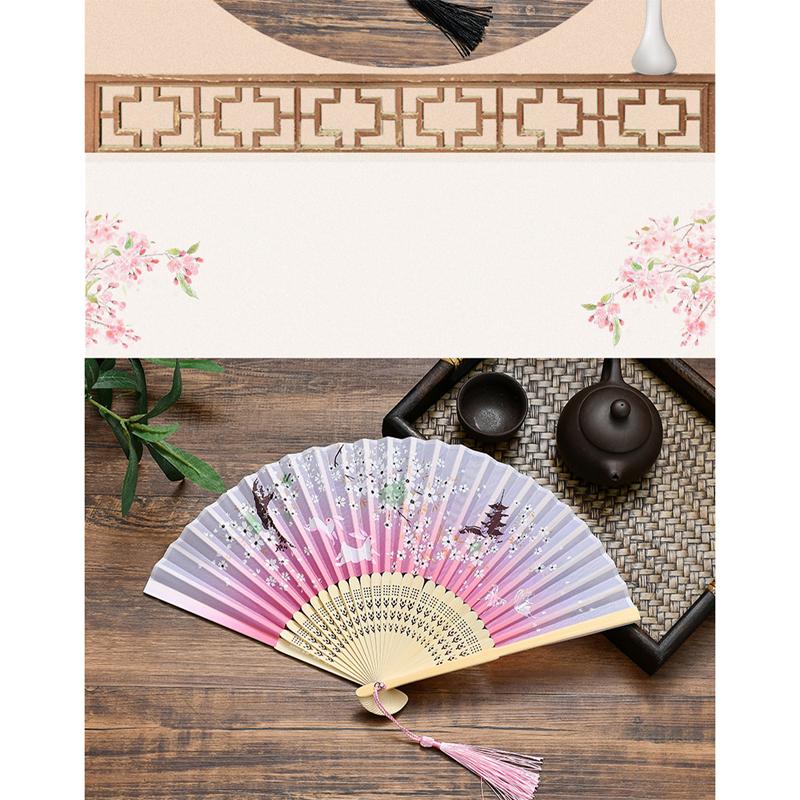 Веер в китайском стиле, складной, ручной, цветочный веер, реквизит для фотосессий для женщин