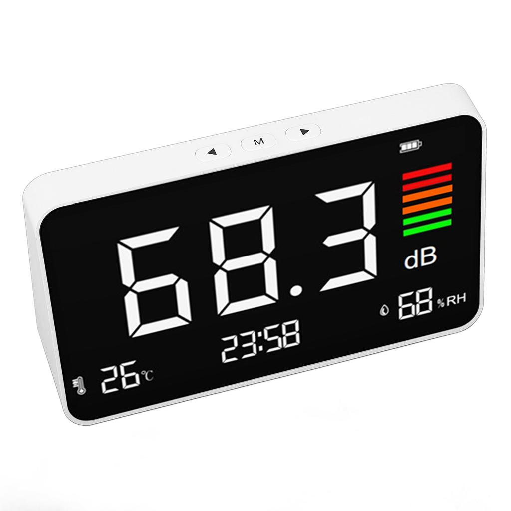 Цифровой децибелметр настольный измеритель уровня звука 30130 дБА с датчиком температуры и влажности для дома