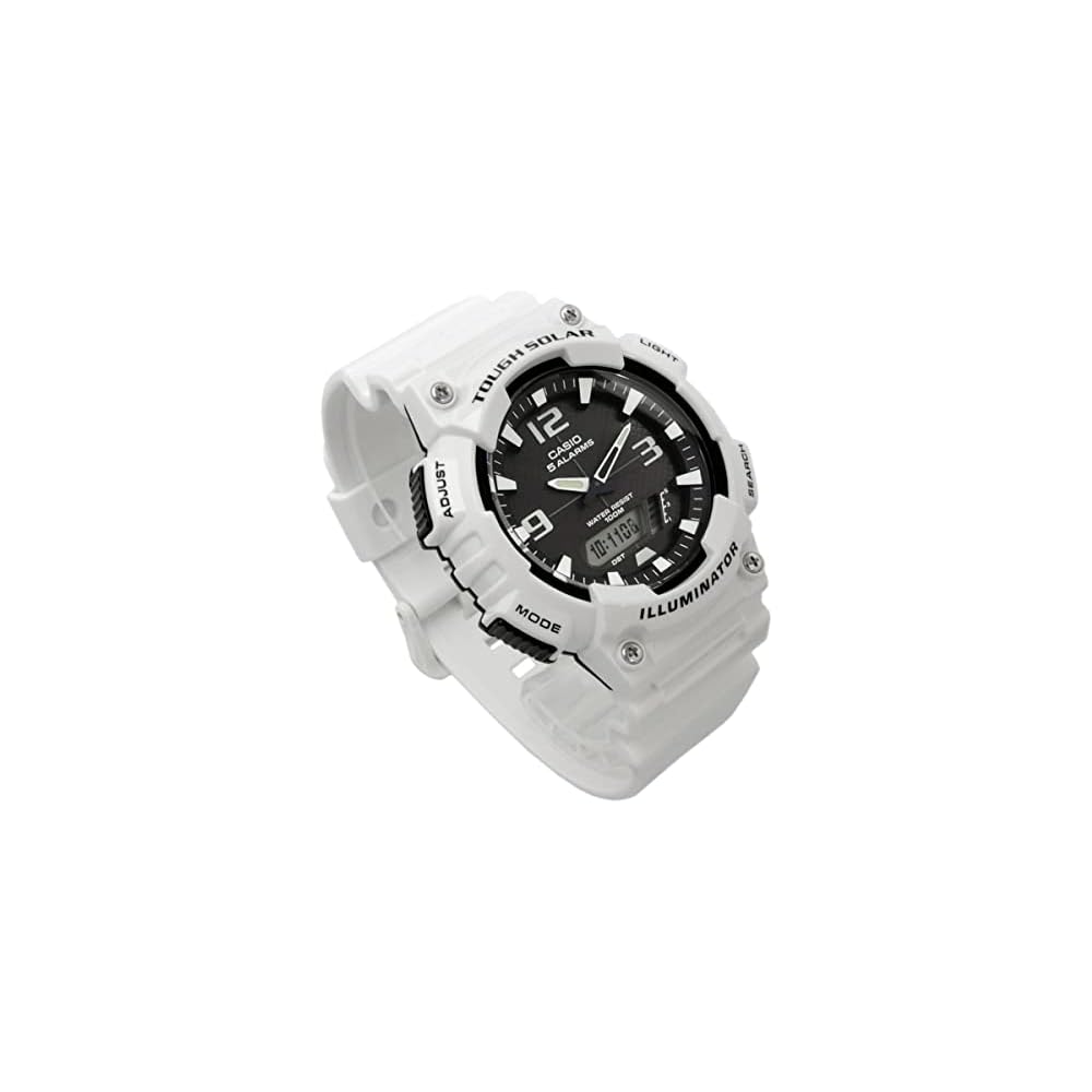 Мужские кварцевые часы Casio Tough Solar Аналогово-цифровые Серия AQ-S810 Модель Глянцевый Белый