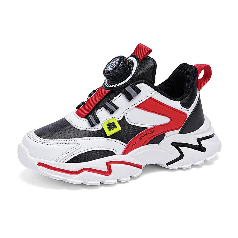 Boys Shoes 2025 Spring Mesh Breathable New Middle-aged and Older Children's Sports Shoes Boys Rotating Buckle Classmate Tide