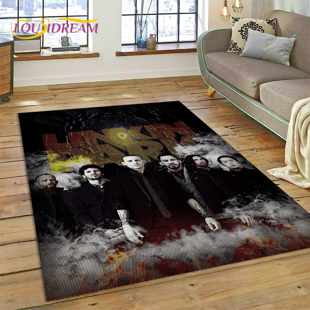 3D Retro Rock Band 3D L-Linkin-Park Rug Carpet for Living Room Bedroom Home Decor,Floor Mat Non-slip Decoration for Sofa Doormat