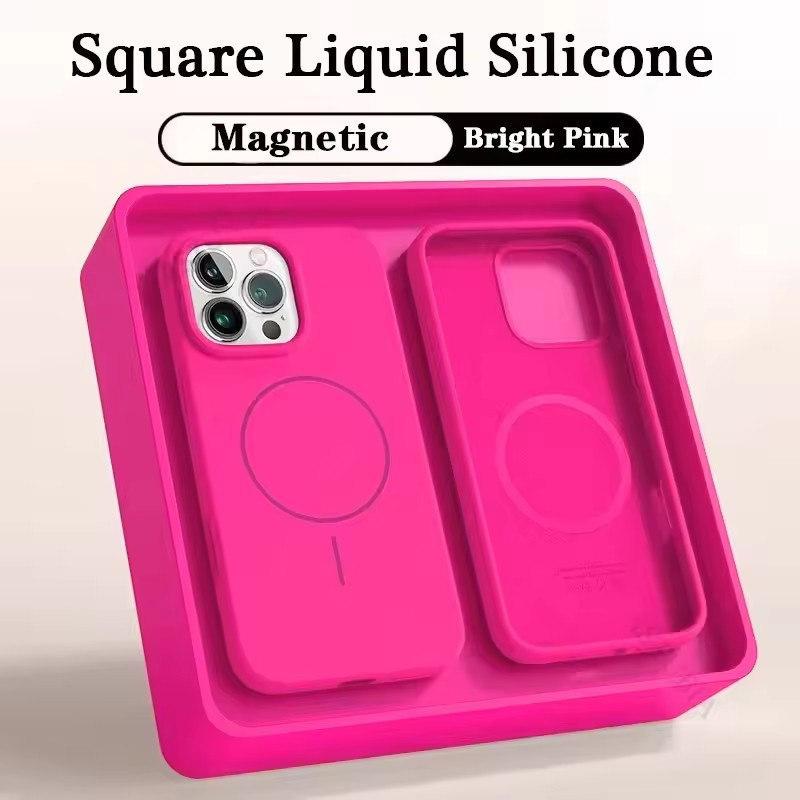 2025 Liquid Silicone Magnetic Case For iPhone 16 15 14 11 12 13 Pro Max Plus Wireless Charging Soft Cover