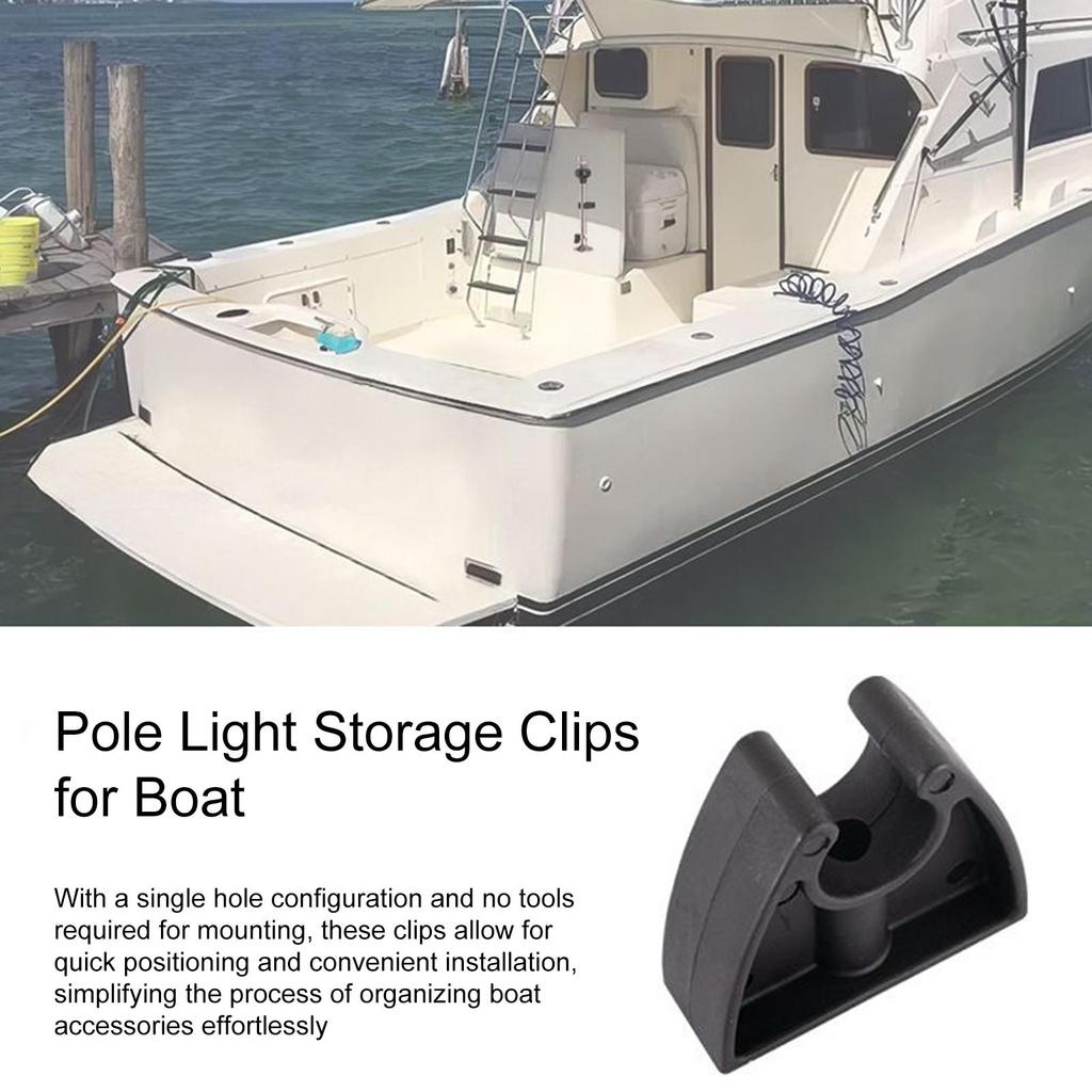Boat Pole Light Storage Clips Black Pole Light Storage Clamp Clamp For Hook Deck Dock Wall Flashlight Yacht Ship Organization