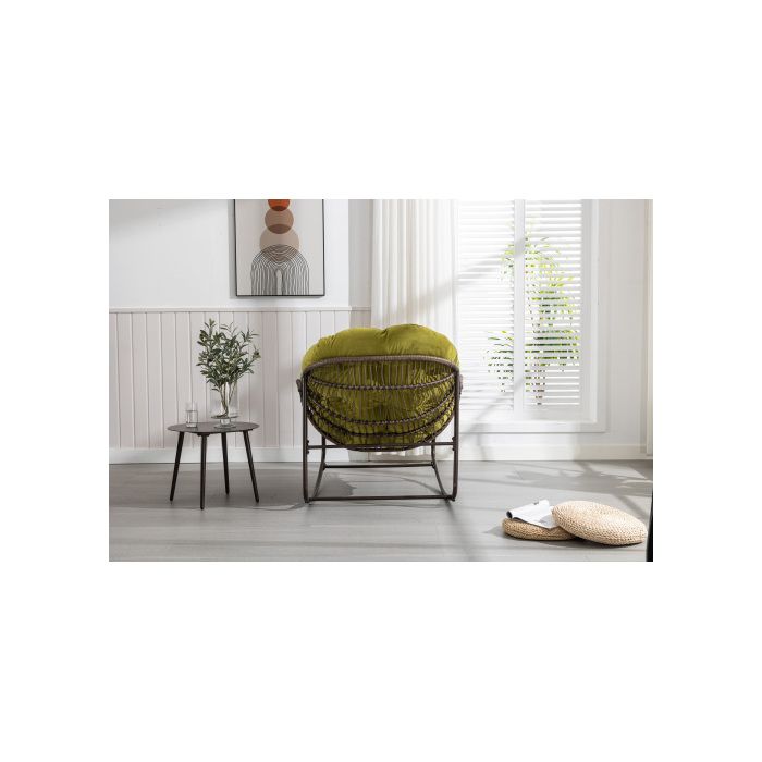 Fauteuil À Bascule D'extérieur En Rotin Avec Dossier, Adapté Aux Porches, Salons, Terrasses Et Jardins, Vert Olive