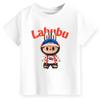 Новая детская футболка Labubu Мультяшный принт LABUBU Круглый вырез Короткий рукав Повседневная Универсальная Топ для девочек
