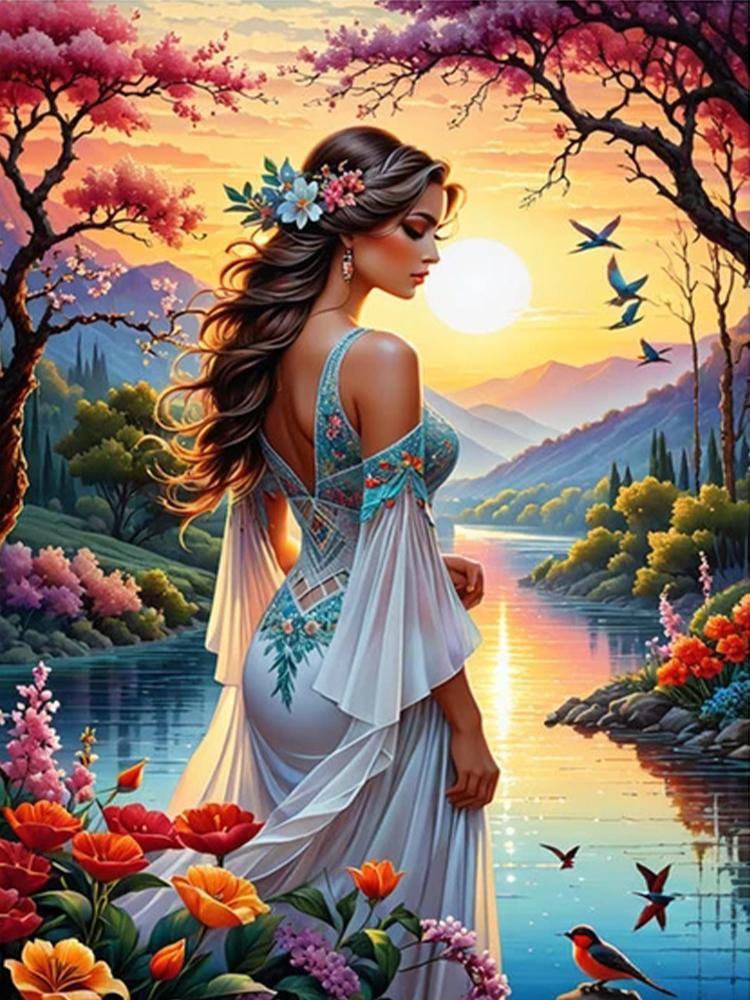 Beautiful Woman 5D Diamond Painting Sales Full Square Round Diy Jewelry Embroidery CrossStitch Embroidery Portrait Home Art