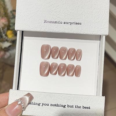 Ежедневные поездки Универсальный Простой Боковой свет Кошачьи глазки Персиковый цвет Набивные ногти