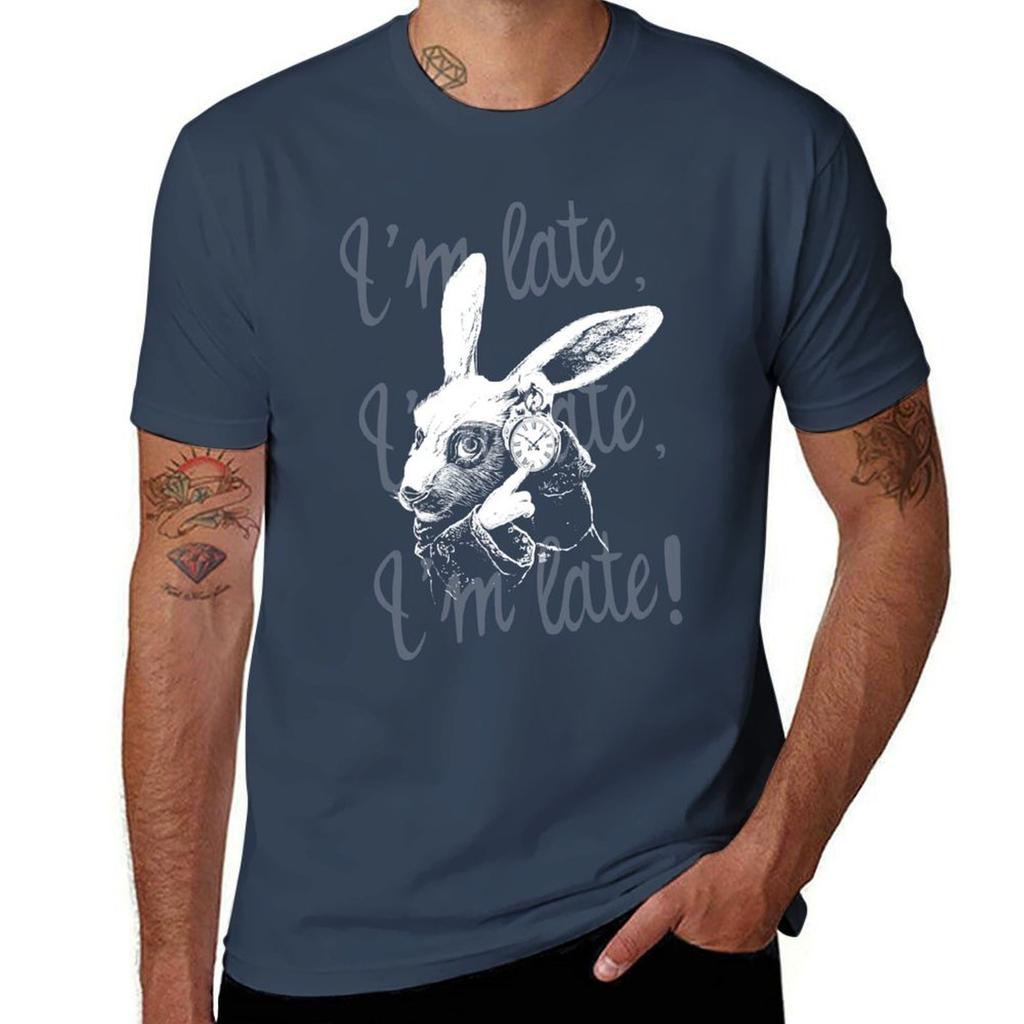 White rabbit im late im late im late TShirt Sports Casual Breathable Tee Shirt