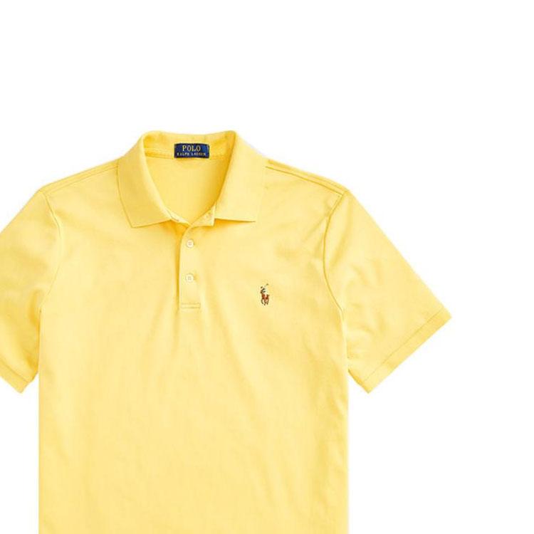Polo Ralph Lauren Однотонная футболка поло с вышивкой логотипа, с коротким рукавом, мужская, желтая, 710870645-031