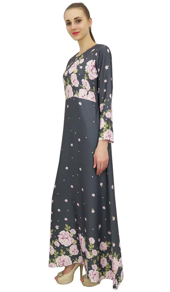 Bimba Женская повседневная цветочная цифровая печать длинная черная макси дизайнер