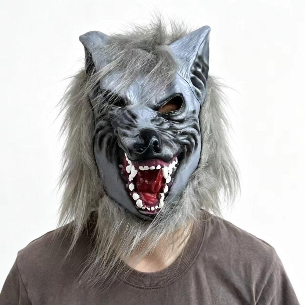 Realistic Werewolf Mask Faux-fur Furry Monster Claws Masquerade Headpiece Carnival Night