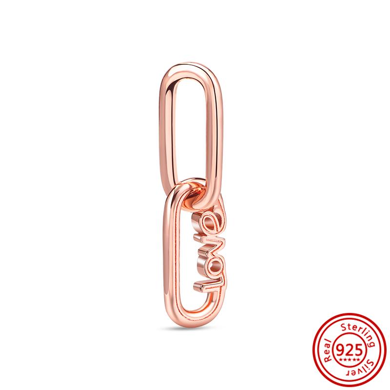 ME Series Стерлингового Серебра 925 Очарование Слово Любви Ссылка Круглый Разъем Пламя Медаль Мини-Висячий Браслет Fit Me Женские Ювелирные Изделия