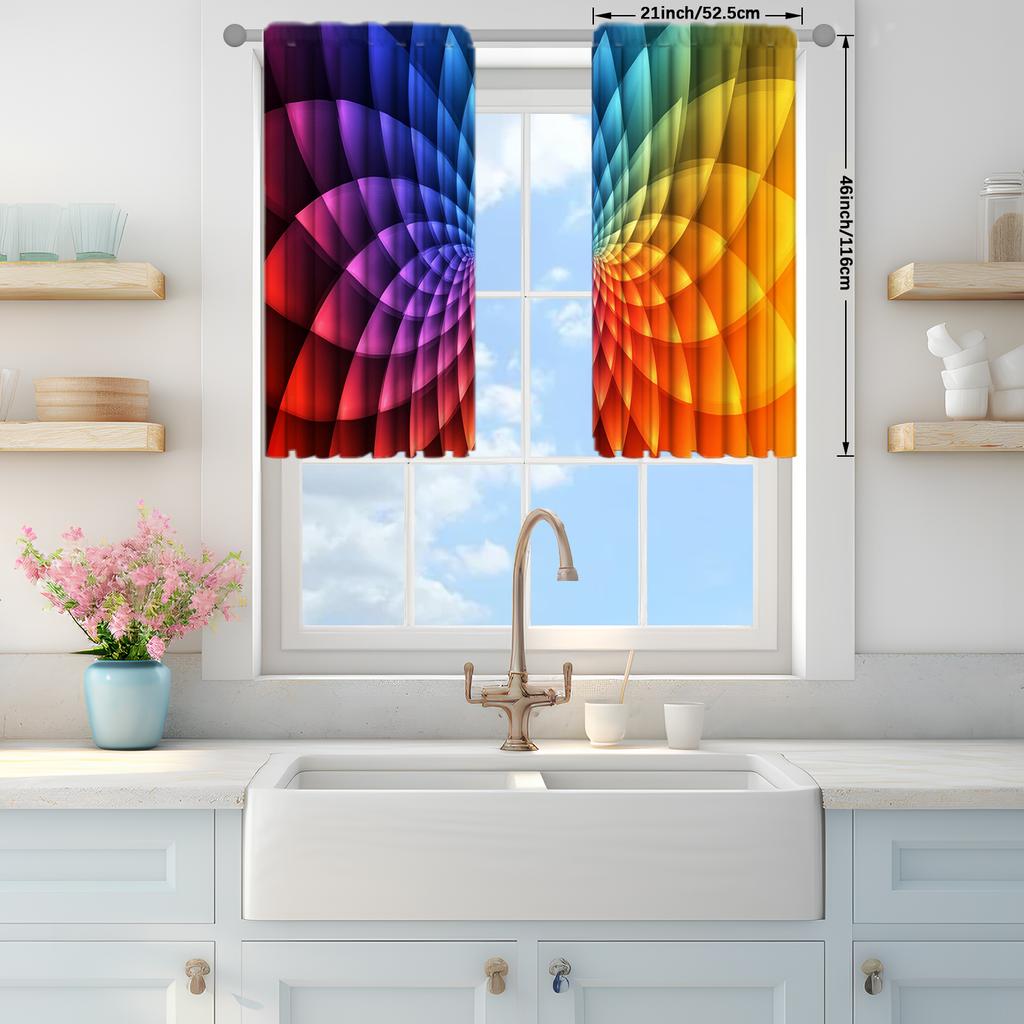 2 шт. Яркие красочные цветочные узоры с напечатанными шторами для домашнего декора - Карманные шторы для окон в спальню, офис