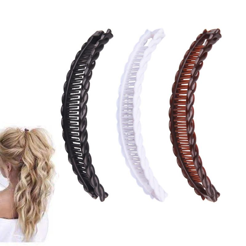 3 шт. Заколка для волос в форме банана, винтажные аксессуары для волос, заколка для волос в форме банана, двойная расческа для длинных волос, легкая черная коричневая заколка для волос в форме банана для густых волос