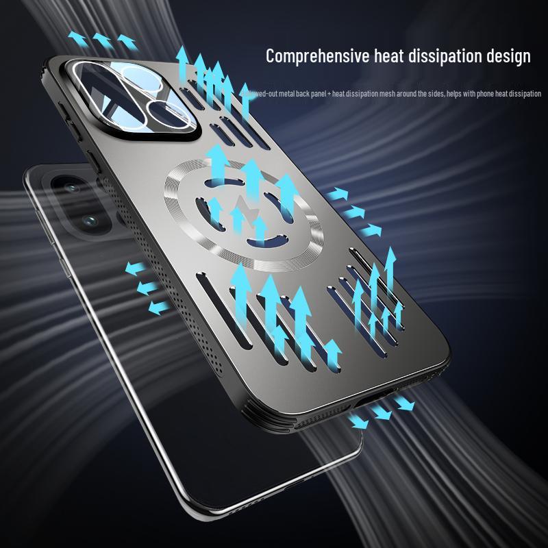 Противоударный чехол-подушка для OnePlus 15: Ледяной алюминий, Магнитное рассеивание тепла, Матовый металл, Легкий.