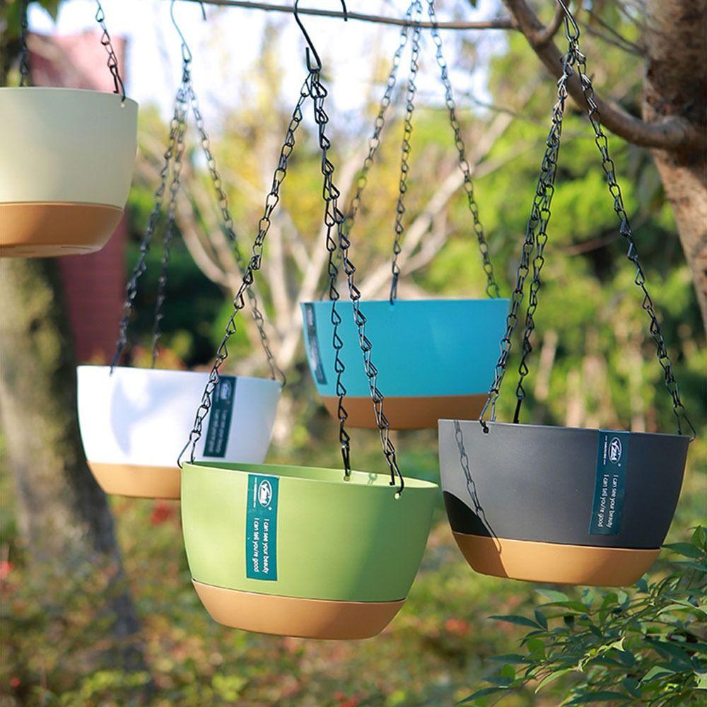 Hanging Chain Plant Pot Hydroponic Baskets Flower Pots Self-Watering Hanging Planters  Outdoor