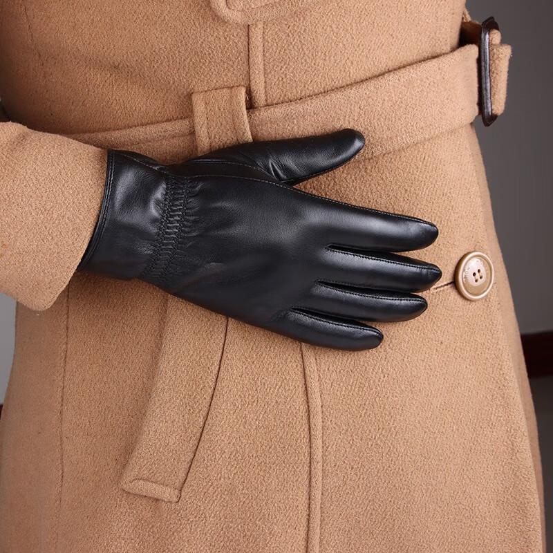 Hengyuanxiang Women's Sheepskin & Velvet Cycling Gloves