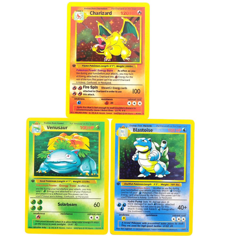 1999 POKEMON Английская ИГРА 1-Е ИЗДАНИЕ Чаризард Бластойз Вэнчузавр Голографическая Аниме Игра Коллекционная Карточка Игрушка