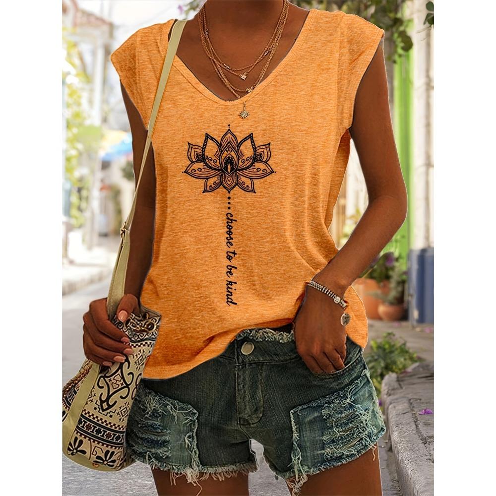 Летняя мода Lotus 3D Print Tank Tops Women Streetwear Oversize Harajuku V-образный вырез жилет с открытыми плечами без рукавов Женская майка